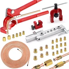 25Ft 3/16" Copper Coated Brake Line Kit + Single Flaring Tool Kit + 20 Fittings