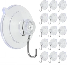 15-Piece Removable Suction Cup Hooks Thickened Clear Reusable Suction Cups Fo...