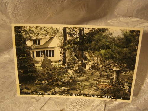 Clary's White Pine Lodge Long lake Saxeville Wis RPPC Photo Vintage Postcard