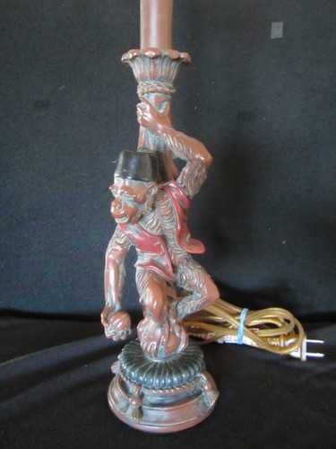 Very Rare Vintage Red Resin Monkey 15.5" Tall Lamp (No Lamp Shade)