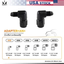 2PCS AN3 Female to 3AN Male 90 Degree Flare Swivel Hose Fitting Adapter Black