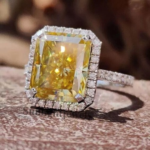 RARE 6.00 Ct Certified Treated Champagne Diamond Ring 925 Silver Prong Setting - Picture 2 of 7