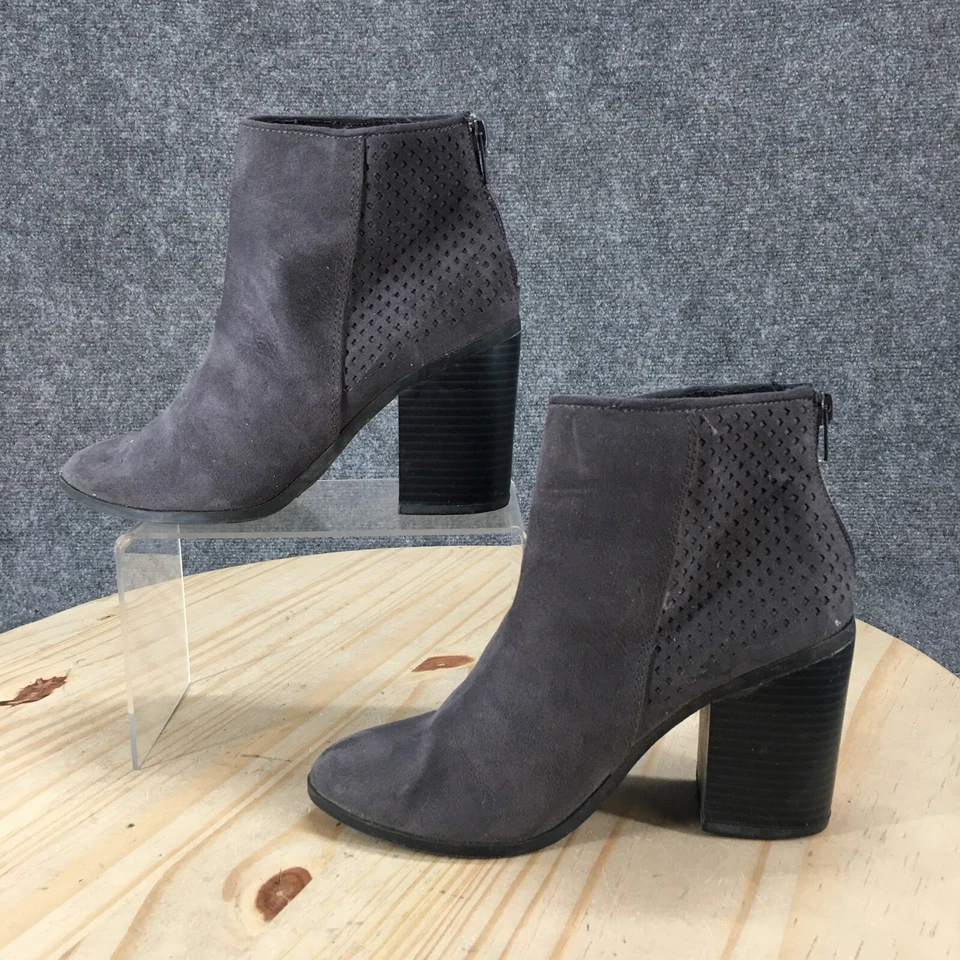 American Eagle Botas Mujer 6.5 Botín Gris Informal Cómodo Punta Redonda Bloque Foto 2 de 4