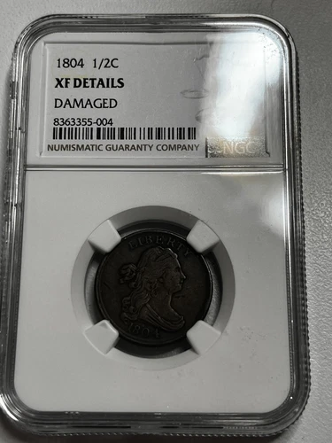 1804 Draped Bust Half Cent NGC XF Details Damaged Plain 4