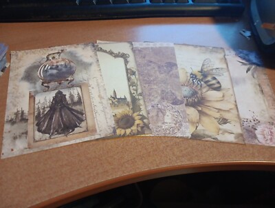 5X SHEETS NOSTALGIC/VINTAGE FOR SCRAPBOOKING/JOURNALS  +/- 13X9 CM (VIN1003)