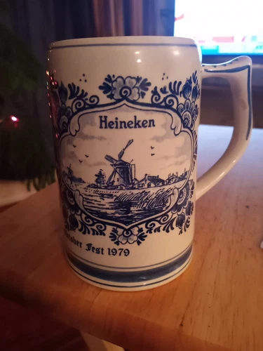  October Fest 1979 Heineken Delftblue Beer Stein Mug Windmill  Dutch 20 oz