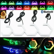 RGBW Hex Halo Angel Eye Turn Signal Light APP Bluetooth Hexagon Headlight Fog DR