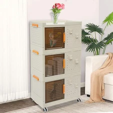 3-Tiers Bathroom Storage Cabinet Freestanding Kitchen Pantry Cabinet Organizer