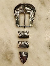 sterling silver belt buckle set