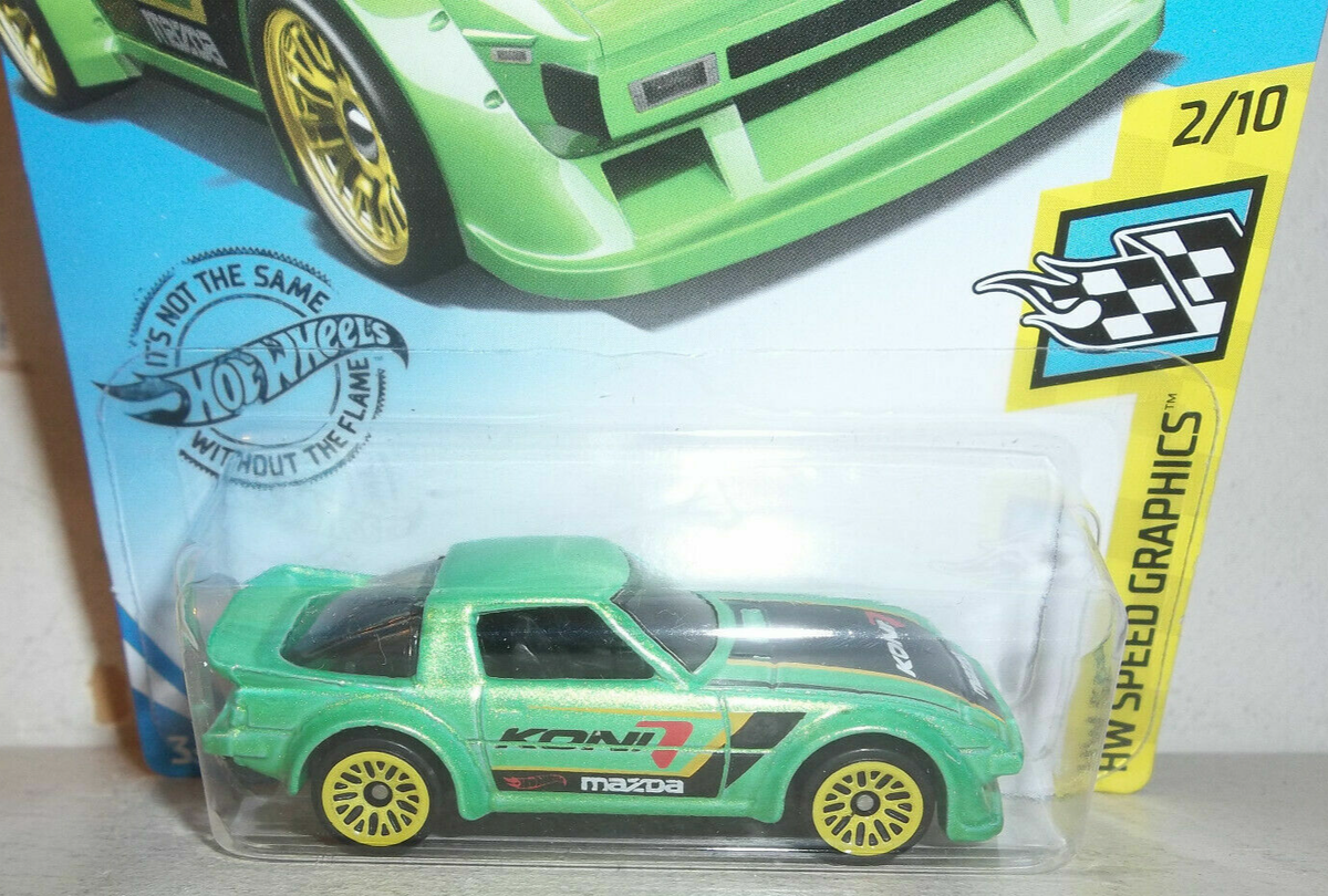 2019 HOT WHEELS 1:64 HW SPEED GRAPHICS 2/10 GREEN MAZDA RX-7 #167