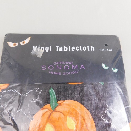 NOS Sonoma Flannel Back Vinyl Tablecloth 60"x84" Oblong, Halloween Print #9583 - Picture 2 of 6