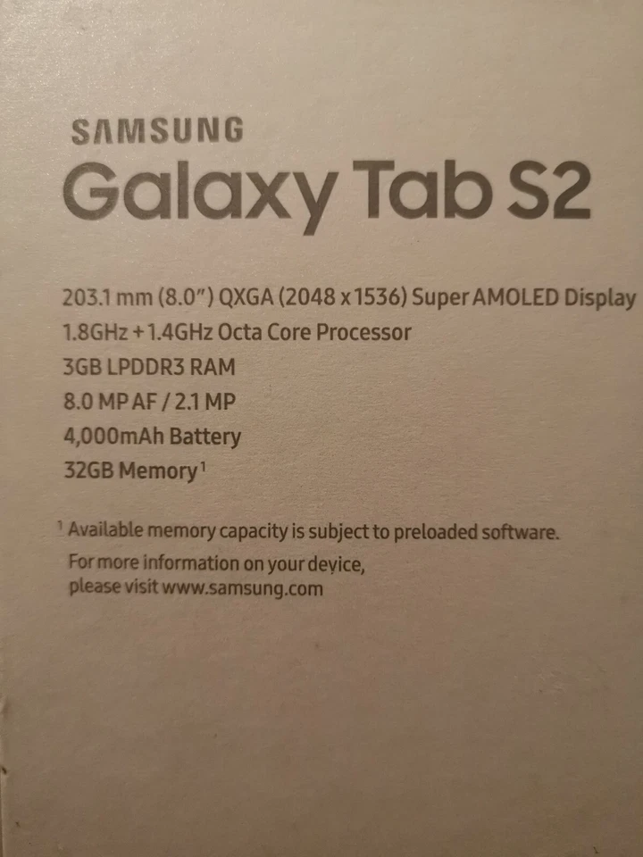 Tablet - Samsung Galaxy Tab S2 VE T713, 8 Pulgadas, Octa Core, 32GB, WiFi, Negra - Imagen 3 de 4