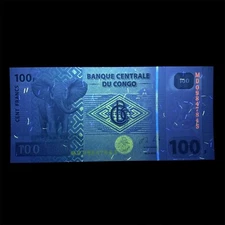 Elephant Note Congo 100 Francs Banknote Congolese Currency Paper Money UV Art