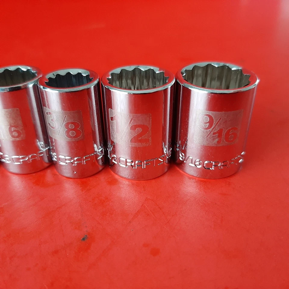 NEW 3/16 to 9/16" Easy Read Craftsman 12 Point 1/4" Drive SAE Shallow Socket Set - Image 2 of 4