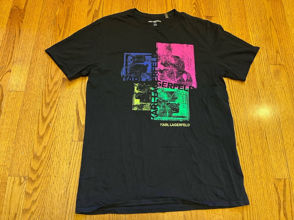 A Karl Lagerfeld T-Shirt Black Medium Neon Pink Mens Fashion Paris M