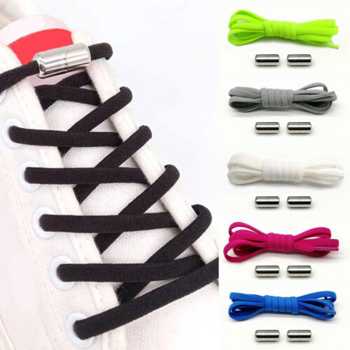 1Pair Lazy No Tie Shoe Laces Shoelaces Metal Capsule Button Sneakers HOT - Picture 3 of 21