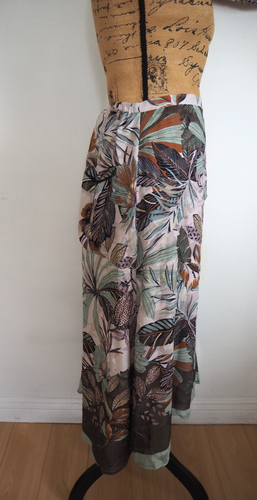 Boho Tropical Vibes 2 tlg Top & Maxirock Set hoher Schlitz grün Blumen Natur Gr. S - Bild 6 von 16