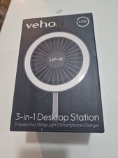 VEHO 3 In 1 Desktop Station 3-speed Fan / martphone Charger / Ring Light