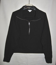 Womens DANSKIN Black Sweatshirt Size L Collar 1/4 Zip Cropped