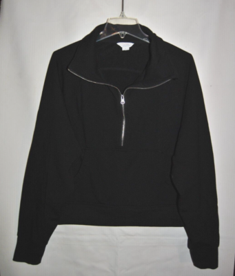 Womens DANSKIN Black Sweatshirt Size L Collar 1/4 Zip Cropped | eBay