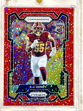 2023 Panini Prizm K.J. Henry Red Sparkle Prizm Rookie Card #400 Commanders Sp KJ