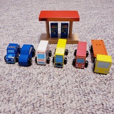 Wooden 4 X 3 Gas Station Cars Buses Trucks Lot for Thomas Brio Railway