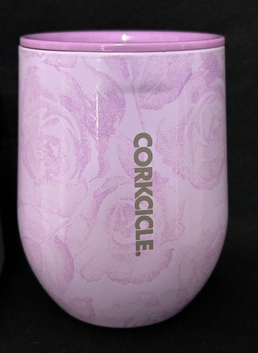 Bicchiere Corkcicle 12 oz acciaio inox senza stelo floreale viola Forget Me non nuovo con scatola - Foto 2 di 14