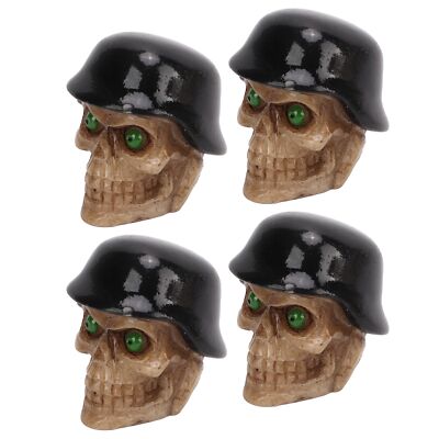(Black)Skull Tire Valve Stem 4PCS Skeleton Helmet Valve Stem Covers Universal