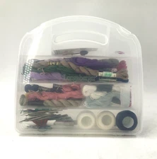 Longaberger Clear Hard Plastic Divided Ribbon Thread Craft Case