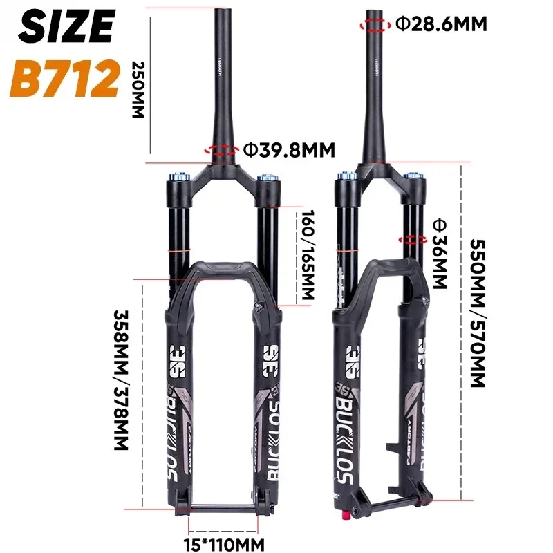 MTB Bicycle Front Suspension Air Fork 27.5/29Inch 15*110mm Boost Travel 160mm - Image 3 of 4
