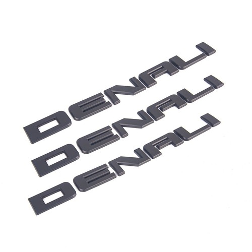 3x Denali Door Tailgate Letter Nameplate Emblem Badge GMC HD Matte Black - Picture 3 of 6