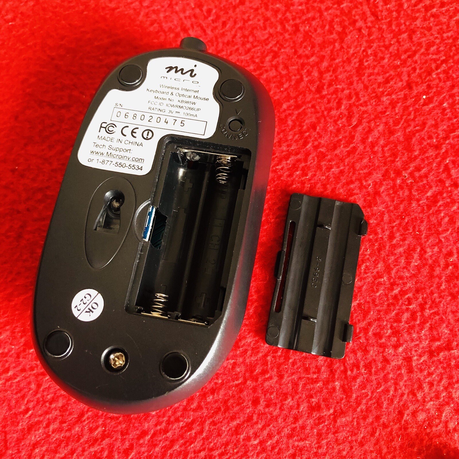 Micro Innovations Wireless Mouse KB985W with USB RECEIVER For Mouse and Keyboard