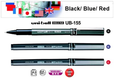 [Uni-ball] UB-155 Micro Deluxe Water Based Roller Pen 0.5mm (Colors Select)