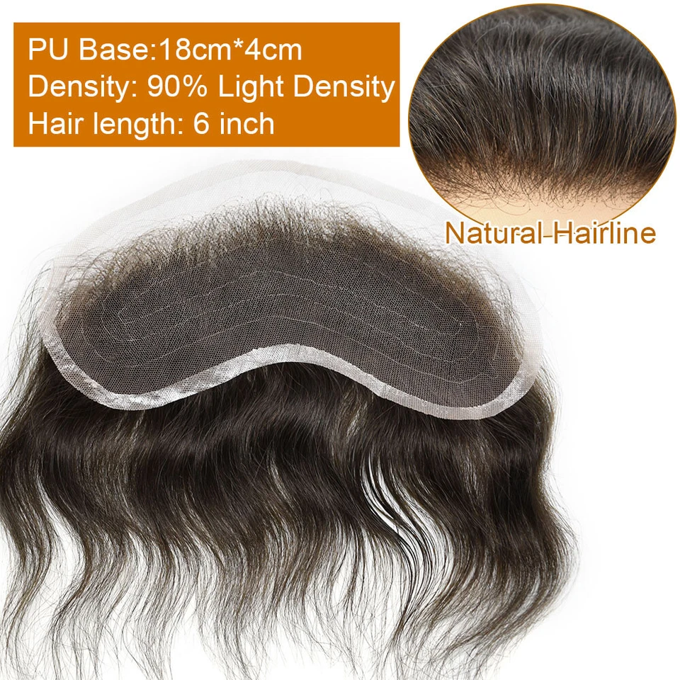 Pieza de pelo frontal para hombre línea de cabello 100 % cabello humano natural completo encaje francés Foto 3 de 4