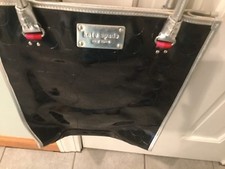 Kate Spade Black Patent Tote with Silver Handles and detailing.