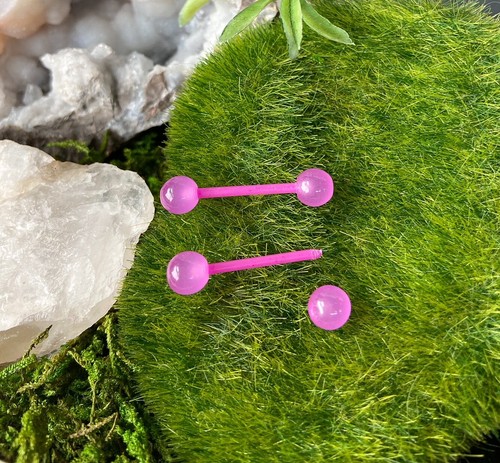 PAIR Flexible Barbell Nipple or Tongue Rings PTFE Glow In The Dark NO METAL - Picture 4 of 9