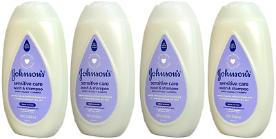 Johnson's Baby Sensitive Care Wash & Shampoo, Gently Cleanses 13.6oz- 4 Bottles