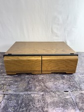 Vtg VHS Tape Holder Faux Wood Grain 2 Drawer Cabinet Storage Case Holds 18 Tapes
