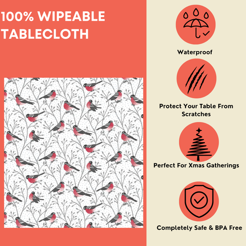 Christmas PVC Vinyl Tablecloth, Wipe Clean Table Cloth, Rectangle Table Cover - Picture 88 of 124