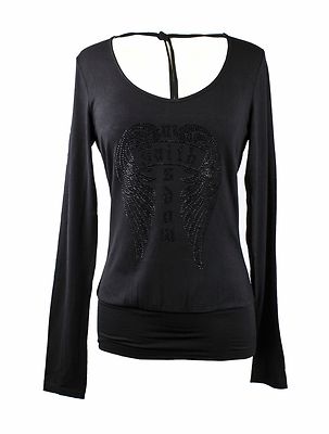 Women's Faith Connexion Black Sexy Low Cut Back Tunic Blouse Tee Shirt $375