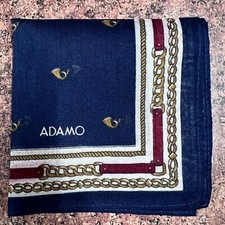 MAN BLUE HANKY COTTON POCKET SQUARE 17" CLASSIC VINTAGE GOLD HORN MUSIC ART