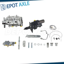 Universal Hydraulic Power Brake Booster Chrome Master Disc Drum Kit Hydrobooster
