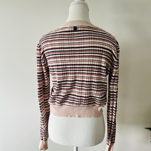 All About Eve Striped Knit Jumper Pullover Cotton Sz 10 Cropped - Picture 4 of 9