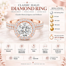 0.616 Ct Halo IGI Certified LabGrown Diamond Eternity Ring 14k Gold Gift For Her