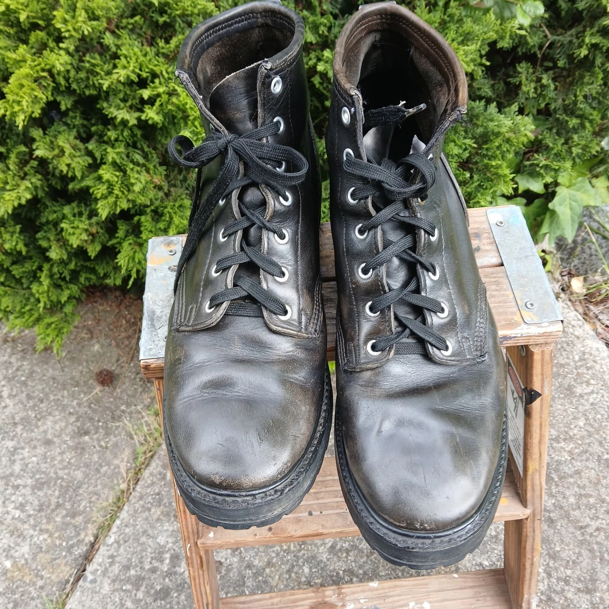 Frye James Lace Up Boots Mens 12 D Black Leather Work Combat 88101 BLK Mexico Frye Men main image 4