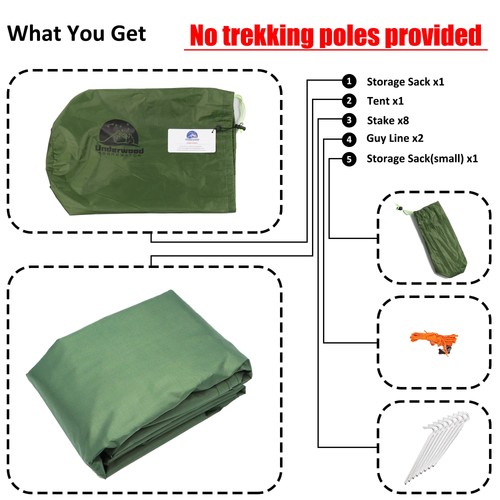 Tienda poste de trekking para 2 personas para mochileros - Mochilero ultraligero con marco en A... - Imagen 6 de 9