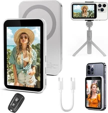 Portable Wireless Selfie Monitor, Magnetic Clip-On Screen for iPhone & Android,