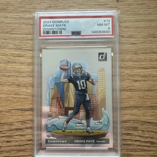 DRAKE MAYE PSA 8 2024 PANINI DONRUSS #13 ROOKIE DOWNTOWN! SSP RC PATRIOTS 324
