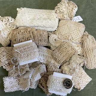 Lot #15 Antique / Vintage Crochet Lace Trims 23 Yards Some Salvaged