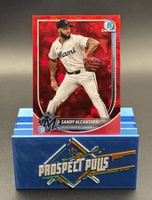 2025 Bowman Chrome Sapphire Sandy Alcantara Red /5 #48 Marlins SSP Rare Veteran